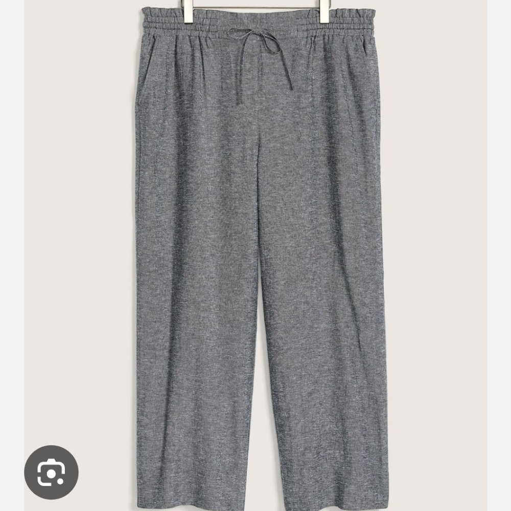 Linen Blend Wide Leg Pants - 2X